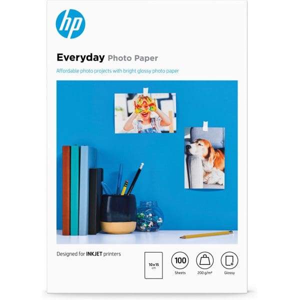 HP Everyday Glossy Photo Paper-100 sht/10 x 15 cm