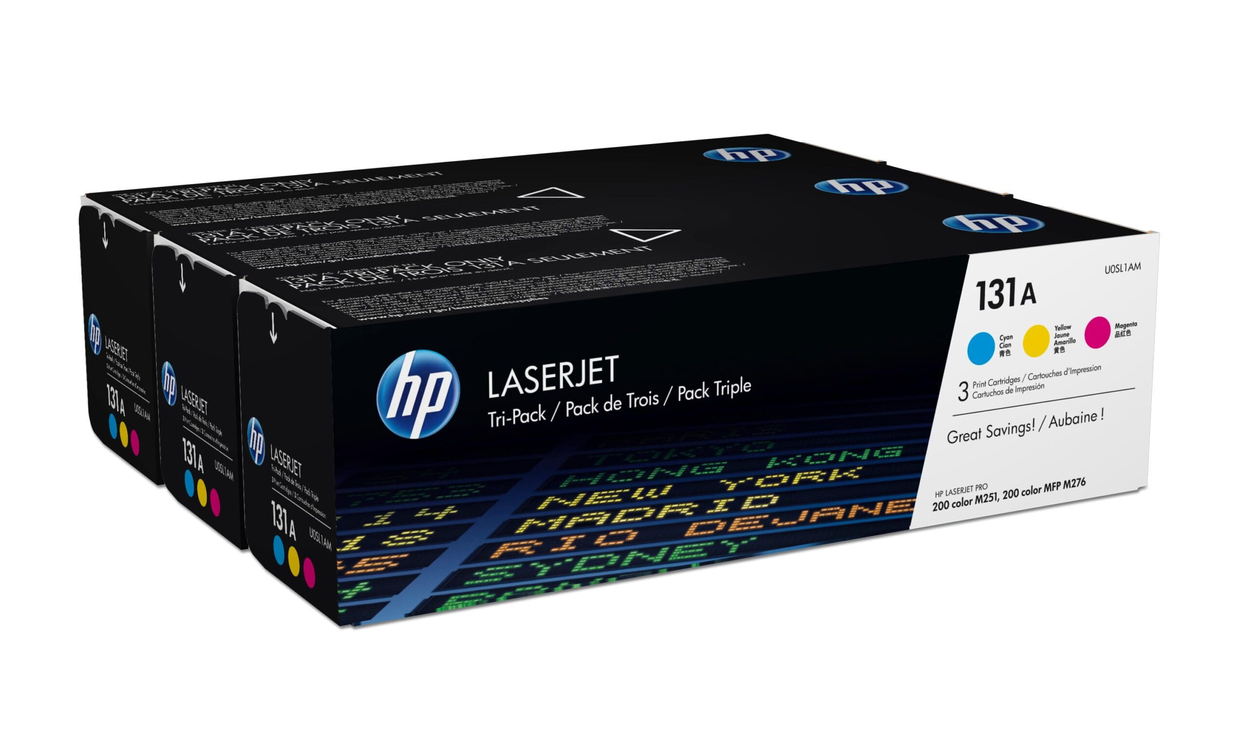 HP 131A – U0SL1AM – 1 x Yellow,1 x Cyan,1 x Magenta – Toner cartridge – For LaserJet Pro 200 M251n, 200 M251nw, 200 M276nw, 200 MFP M276n, 200 MFP M276nw