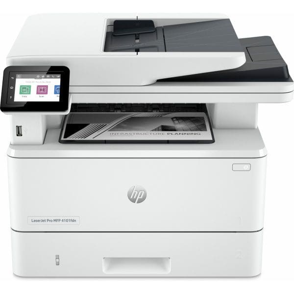 HP LaserJet Pro MFP 4102dwe Printer, Black and white, Printer for Small medium business, Print, copy, scan, Two-sided printing; Two-sided scanning; Scan to email; Front USB flash drive port