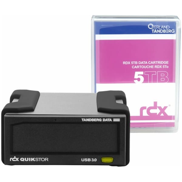 Overland-Tandberg RDX external drive kit with 5TB cartridge, black, USB3+