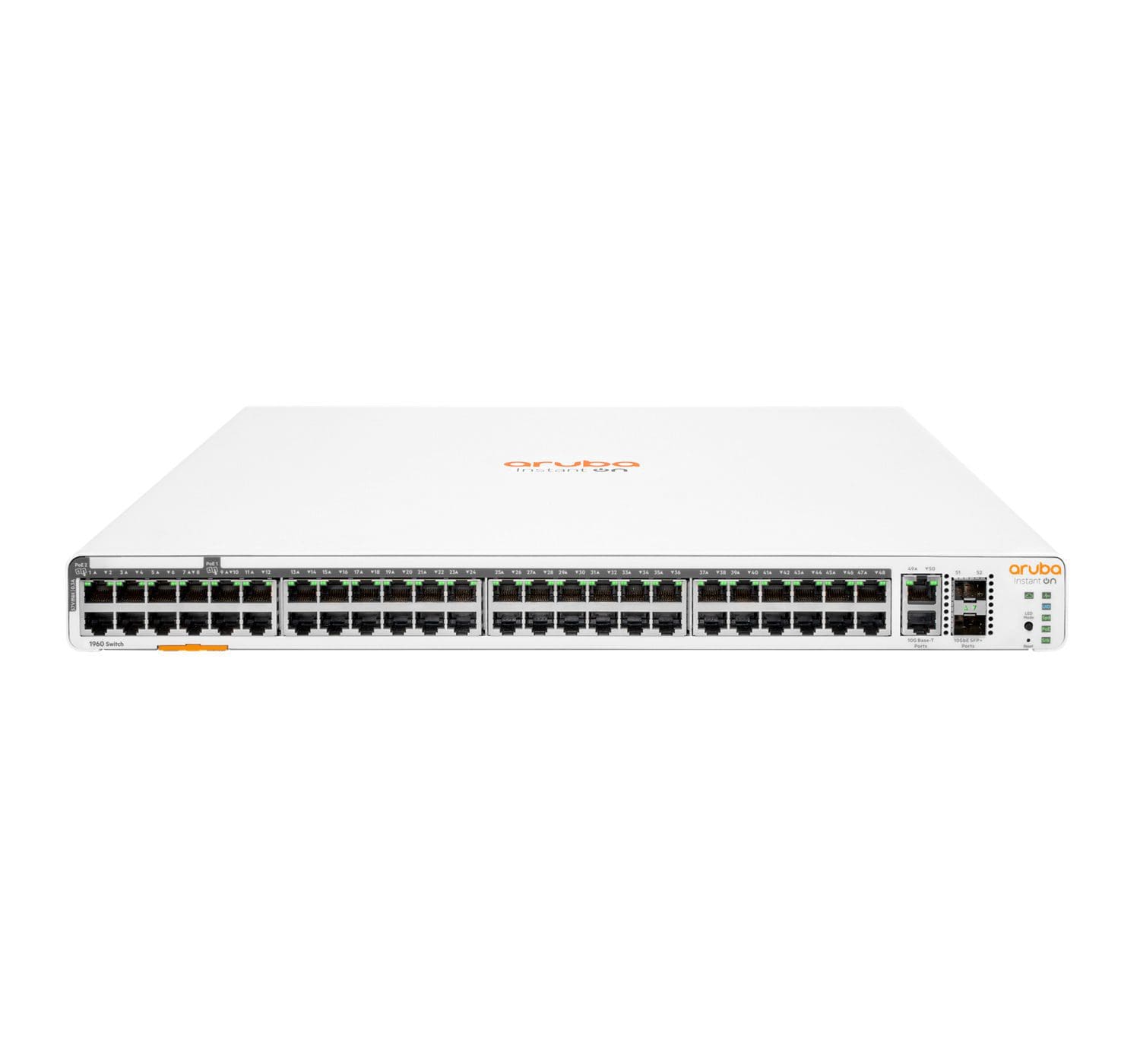 Aruba, a Hewlett Packard Enterprise company Aruba Instant On 1960 48G 40p Class4 8p Class6 PoE 2XGT 2SFP+ 600W Managed L2+ Gigabit Ethernet (10/100/1000) Power over Ethernet (PoE) 1U White
