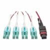 Tripp Lite N845-02M-8L-MG 40G MTP/MPO to 4xLC Fan-Out OM4 Plenum-Rated Fiber Optic Cable, 40GBASE-SR4, Push/Pull Tabs, Magenta, 2 m