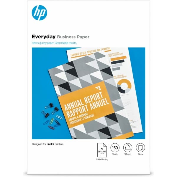 HP Everyday Business Paper, Glossy, 120 g/m2, A3 (297 x 420 mm), 150 sheets