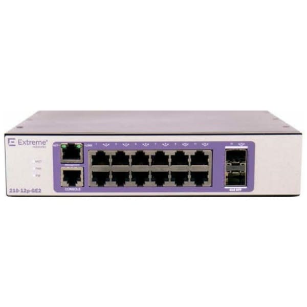Extreme networks 210-12P-GE2 Managed L2 Gigabit Ethernet (10/100/1000) Power over Ethernet (PoE) Bronze, Purple