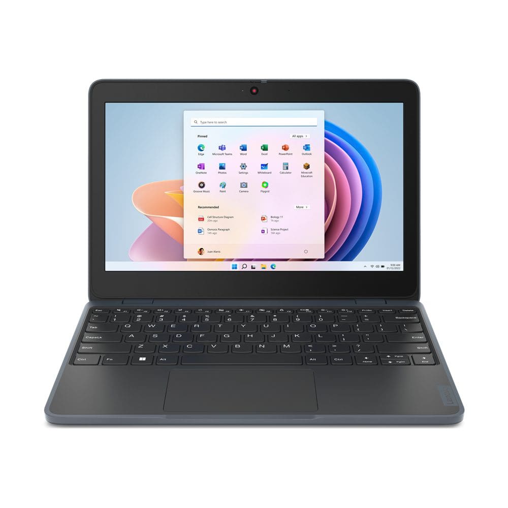 Lenovo 100w Notebook 29.5 cm (11.6″) HD Intel® N N100 4 GB LPDDR5-SDRAM 128 GB SSD Wi-Fi 6 (802.11ax) Windows 11 Pro Grey