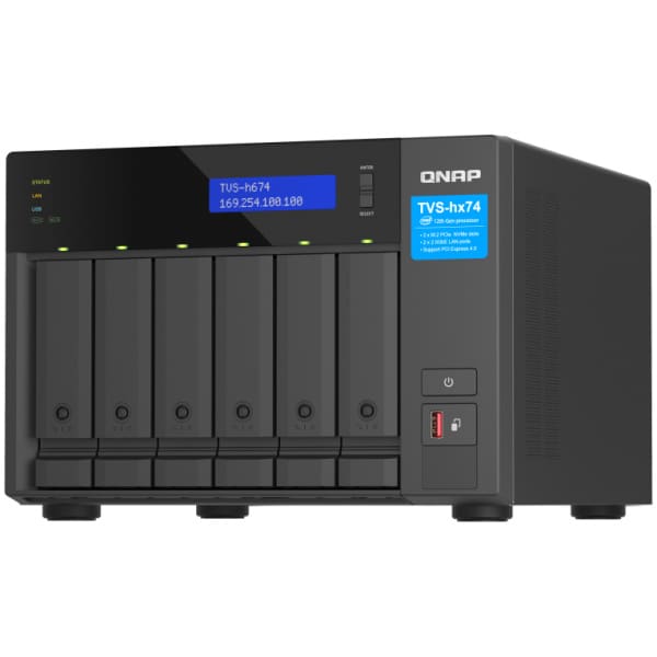 QNAP TVS-h674 NAS Tower Ethernet LAN Black i3-12100