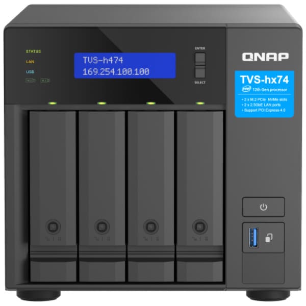 QNAP TVS-H474 NAS Tower Ethernet LAN Black G7400