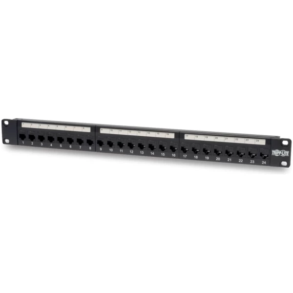 Tripp Lite N254-024 24-Port 1U Rack-Mount Cat6/Cat5 Feedthrough Patch Panel, RJ45 Ethernet, TAA