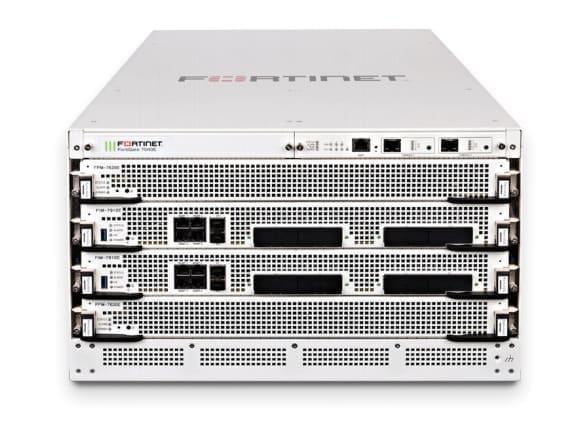 Fortinet FG-7040E chassis including system management module, 3x fan modules and 3x DC PSUs