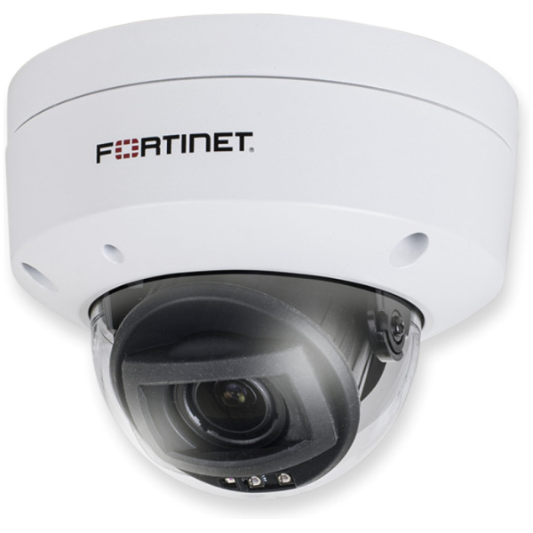 Fortinet 5 Megapixel Fixed Dome IP Camera, 30m IR LED, 2.8 - 12mm motorized lens, 1x 10/100 port with 802.3af PoE, Audio, Shutter WDR, Vandal proof, Indoor/Outdoor Use, Rated IP66