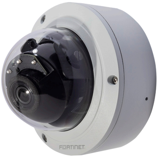 Fortinet 5 Megapixel Fixed Dome IP Camera, 20m IR LED, 2.7 - 13mm motorized lens, 1x 10/100 port with 802.3af PoE, Audio, HDR, Wifi, BLE, Vandal proof, Indoor/Outdoor Use, Rated IP67