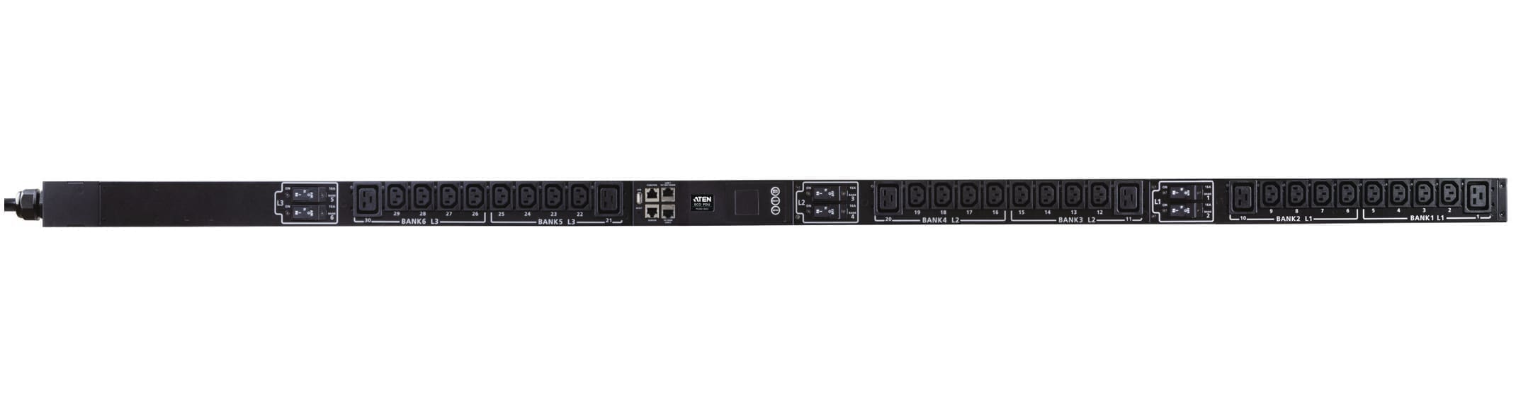 ATEN 30A/32A 30-Outlet 3-Phase Outlet-Metered & Switched eco PDU
