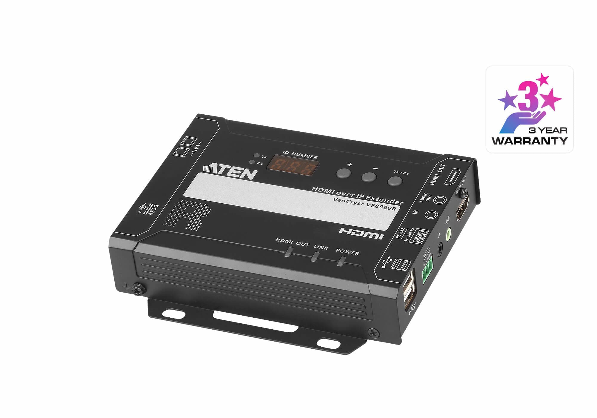 ATEN VE8900R AV extender AV receiver Black