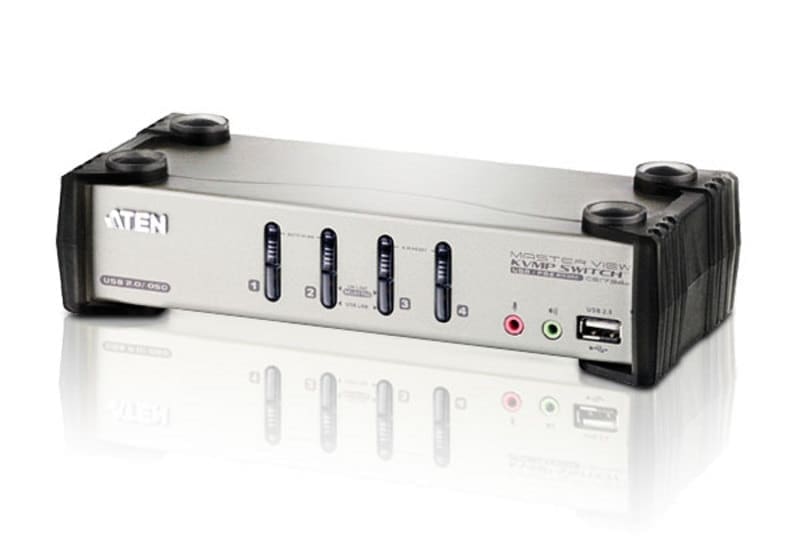ATEN 4-Port USB - PS/2 VGA KVM Switch with Audio & USB 2.0 Hub (KVM Cables included)