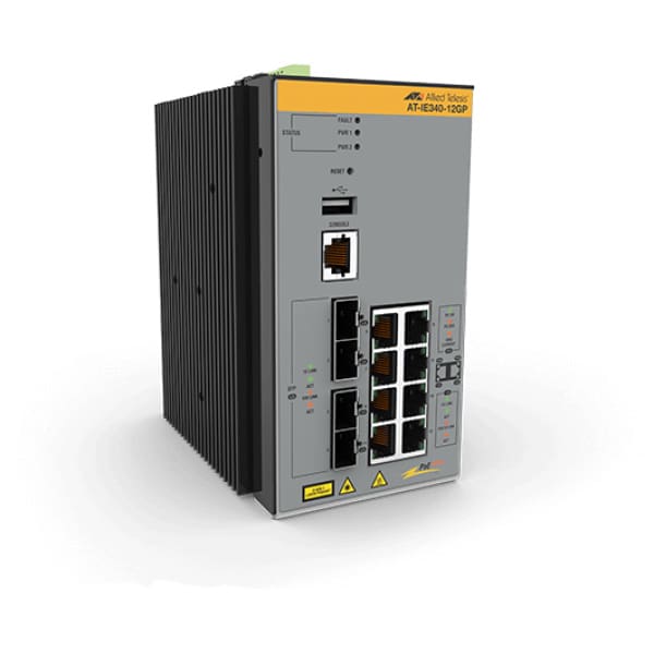 Allied Telesis AT-IE340-12GP-80 Managed L3 Gigabit Ethernet (10/100/1000) Power over Ethernet (PoE) Grey