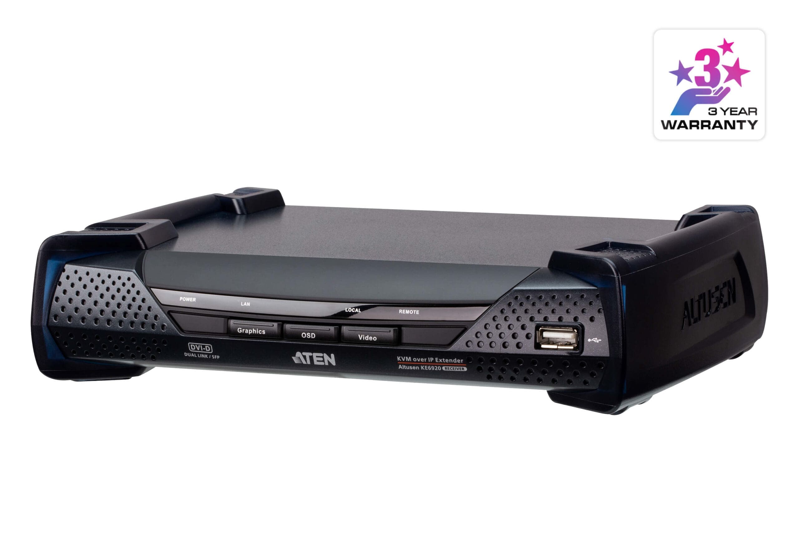 ATEN 2K DVI-D Dual-Link KVM over IP Receiver with Dual SFP