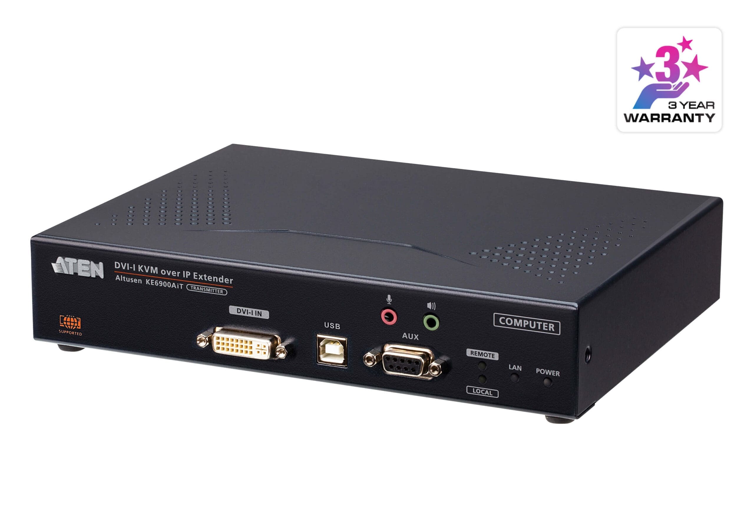 ATEN DVI-I Single Display KVM over IP Transmitter with Internet Access