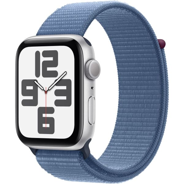 Apple Watch SE GPS + Cellular 44mm Silver Aluminium Case w/ Winter Blue Sport Loop