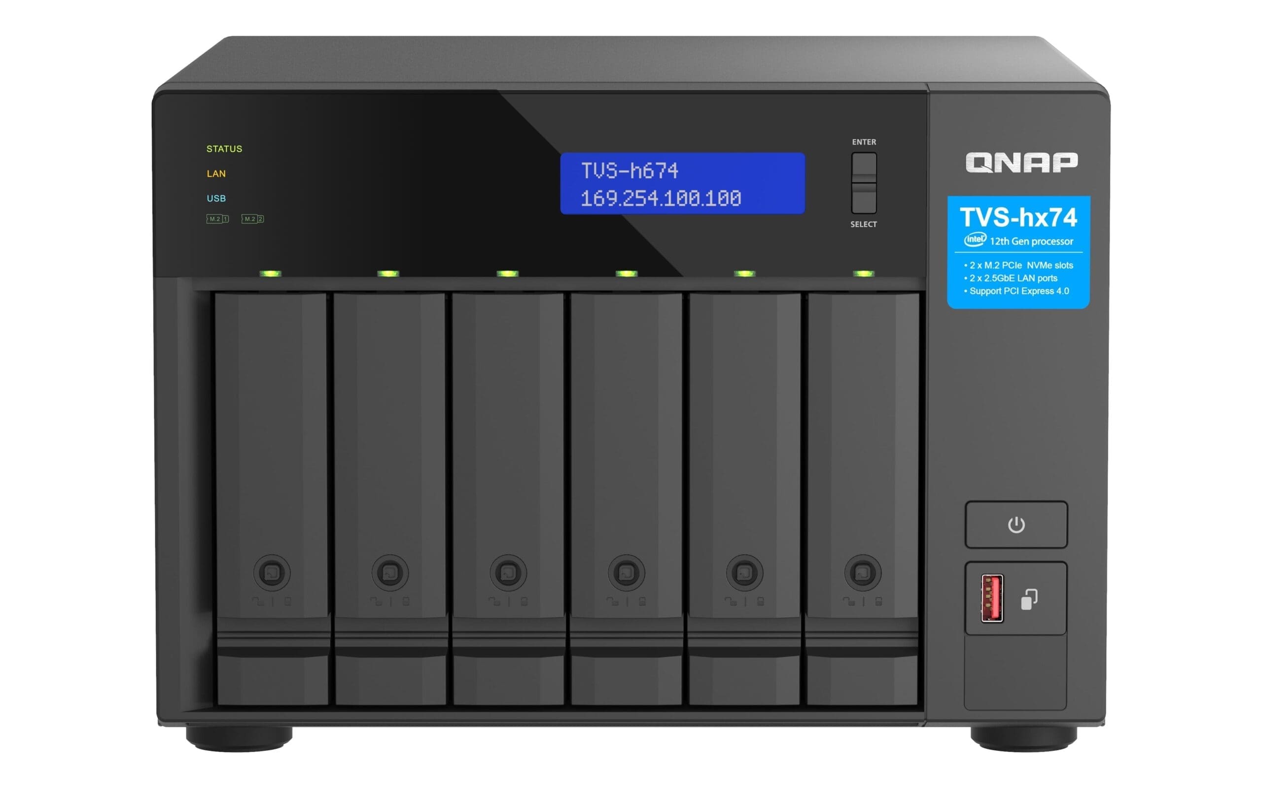 QNAP TVS-h674 NAS Tower Intel® Core™ i5 i5-12400 32 GB DDR4 108 TB HDD QuTS hero Black