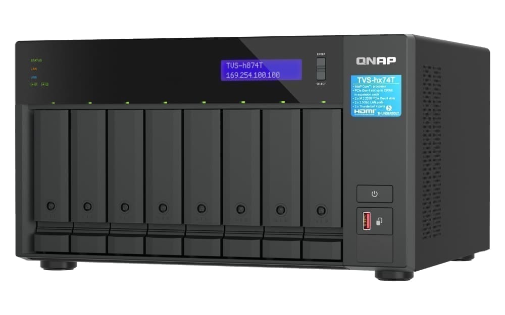 QNAP TVS-h874T NAS Tower Intel® Core™ i7 32 GB DDR4 160 TB HDD QuTS hero Black