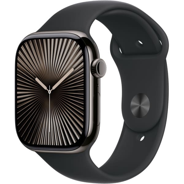 Apple Watch Series 10 GPS + Cellular 46mm Slate Titanium Case with Black Sport Band - S/M