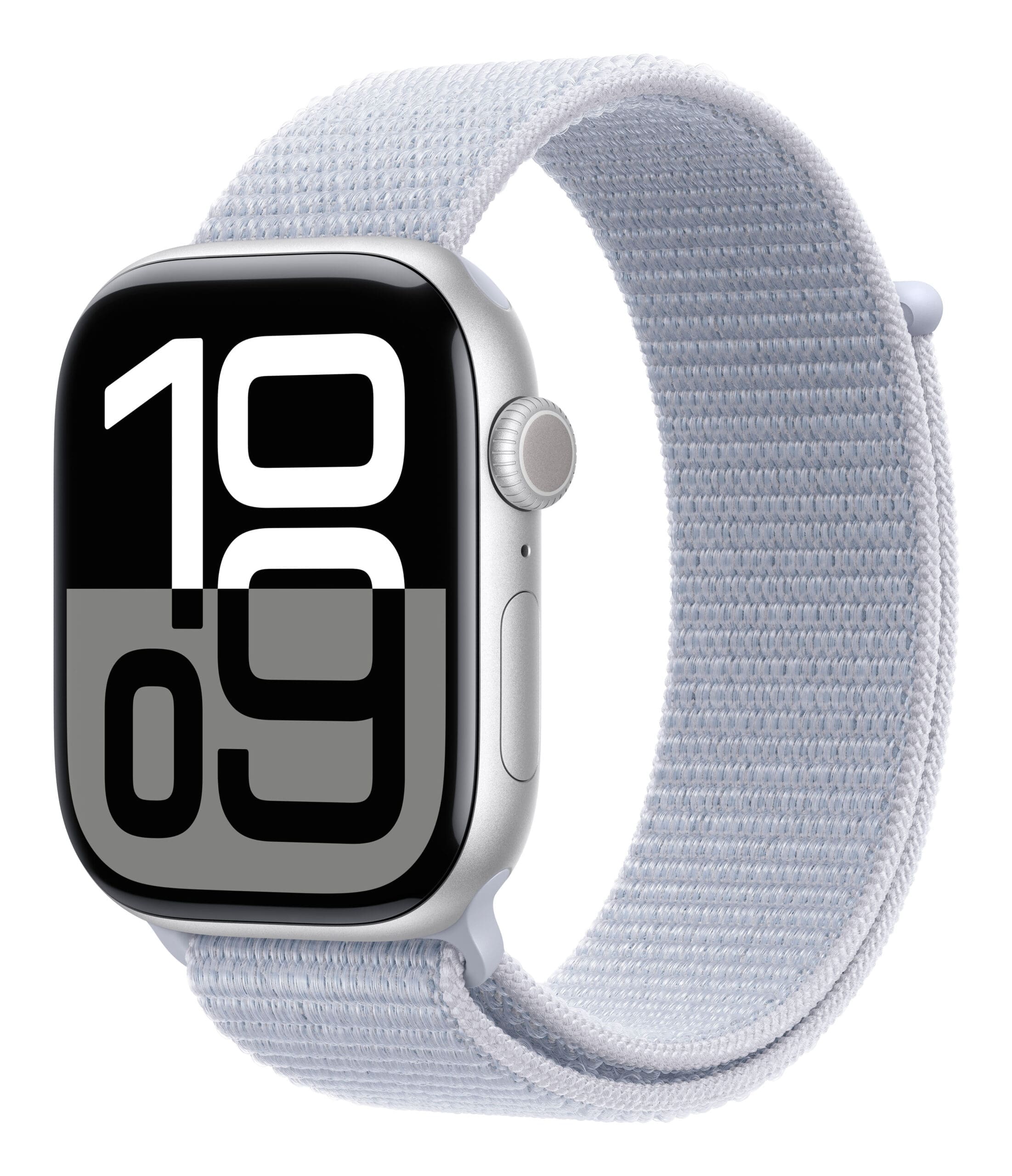 Apple Watch Series 10 GPS + Cellular 46mm Silver Aluminium Case with Blue Cloud Sport Loop