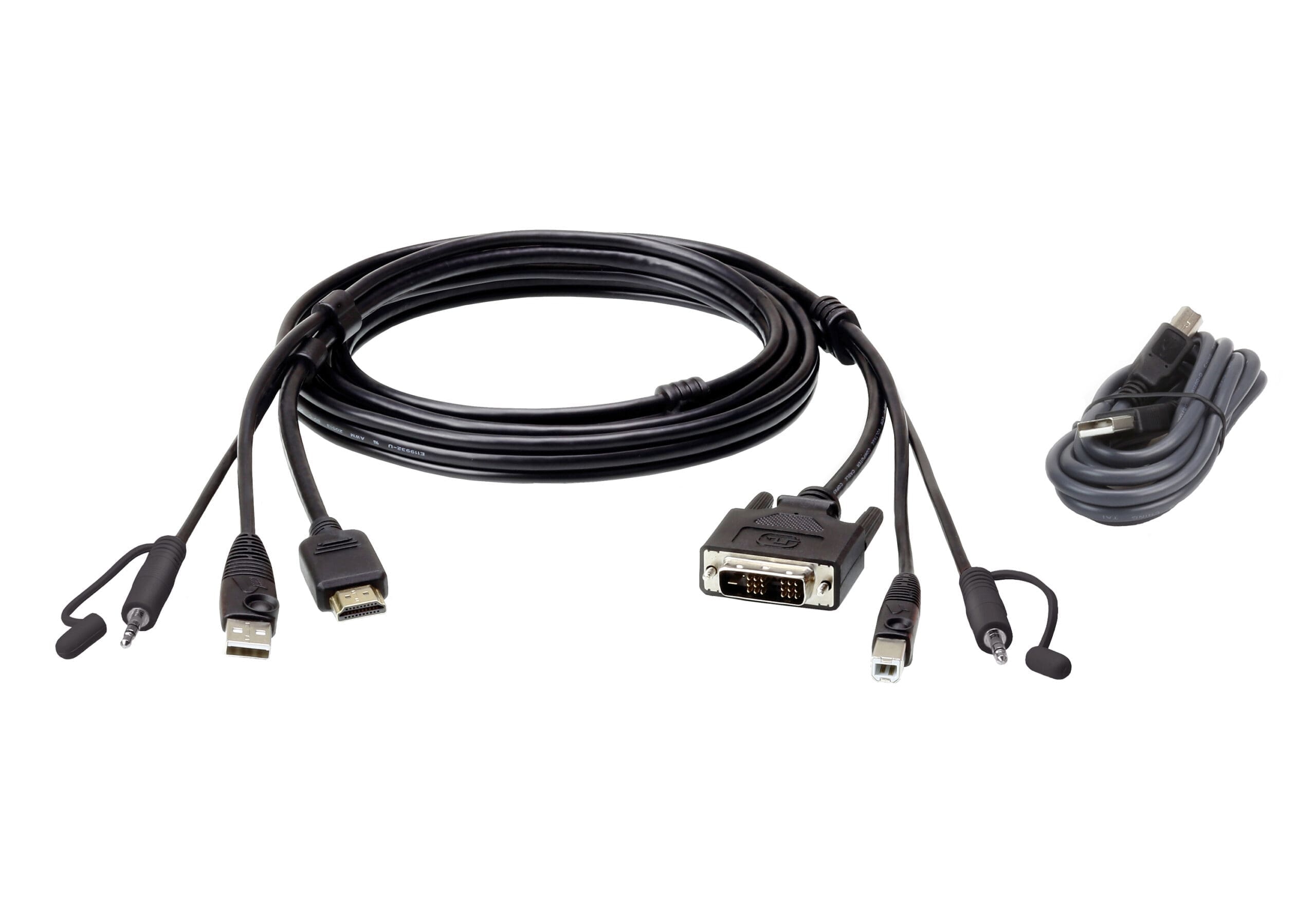 ATEN HDMI to DVI-D USB USB KVM Cable with Audio; 1,8M USB HDMI to DVI-D Secure KVM