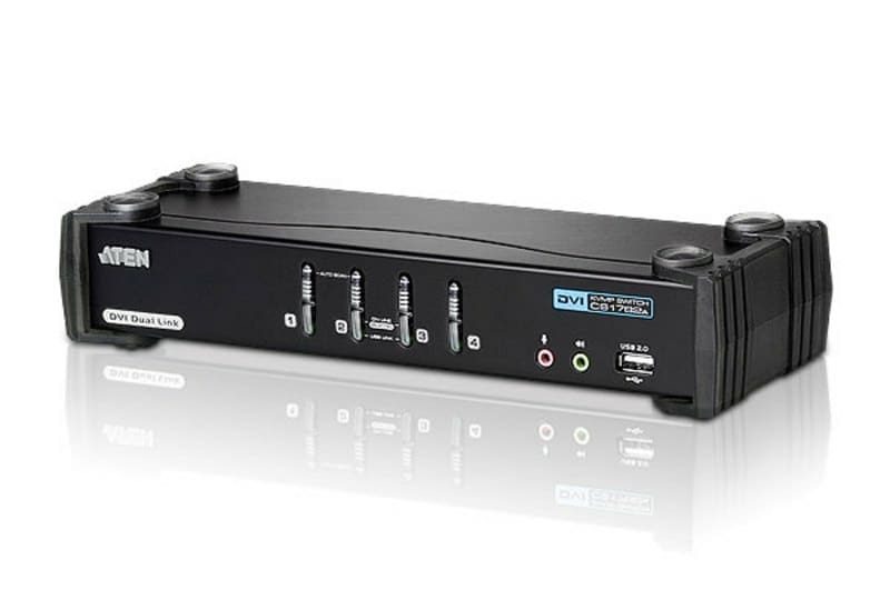 ATEN 4-Port USB DVI Dual Link KVM Switch with Audio & USB 2.0 Hub (KVM cables included)