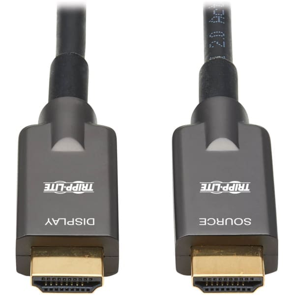 Tripp Lite P568FA-20M High-Speed Armored HDMI Fiber Active Optical Cable (AOC) - 4K @ 60 Hz, HDR, 4:4:4, M/M, Black, 20 m (65 ft.)