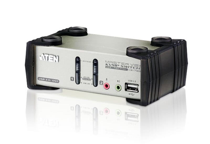 ATEN 2-Port USB - PS/2 VGA KVM Switch with Audio & USB 2.0 Hub (KVM Cables included)