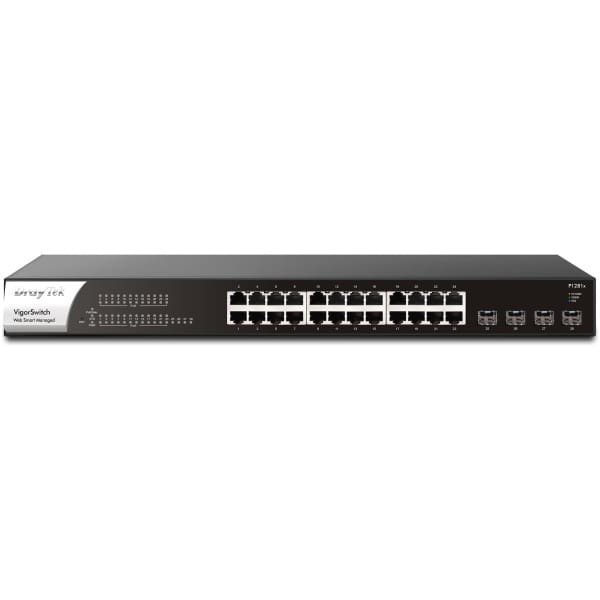 DrayTek VSP1281X-K network switch Managed L2 Gigabit Ethernet (10/100/1000) Power over Ethernet (PoE) 1U Black