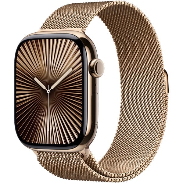 Apple Watch Series 10 GPS + Cellular 46mm Gold Titanium Case with Gold Milanese Loop - S/M