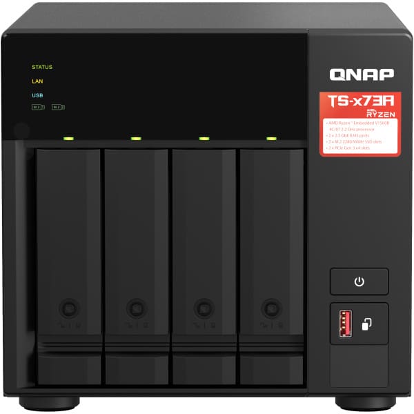 QNAP TS-473A Tower Ryzen Embedded V1500B 8 GB DDR4 16 TB HDD QNAP Turbo System Black