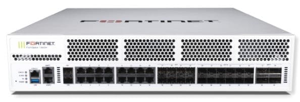 Fortinet 4 x 40GE QSFP+ slots, 12 x 25GE SFP28 /10GE SFP+ slots, 2x10GE SFP+ HA slots, 8 x GE SFP slots, 18 x GE RJ45 ports, 2x1TB on board SSD storage. SPU NP7 and CP9 accelerated, dual AC power supplies