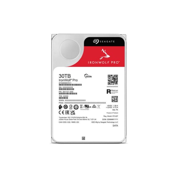 Seagate IronWolf Pro ST30000NT011 internal hard drive 30 TB 7200 RPM 512 MB 3.5" Serial ATA III