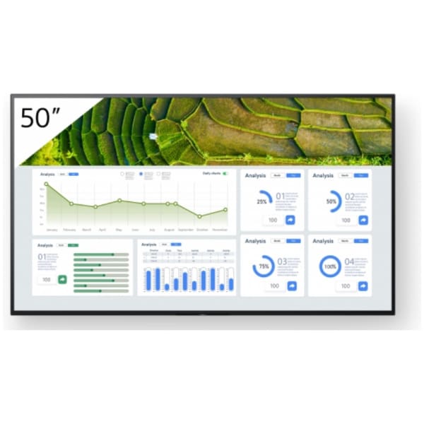 Sony FW-50BZ30L Signage Display Digital signage flat panel 127 cm (50") LCD Wi-Fi 440 cd/m² 4K Ultra HD Black Android 24/7