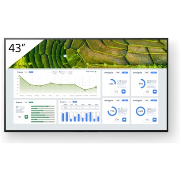 Sony FW-43BZ30L Signage Display Digital signage flat panel 109.2 cm (43") LCD Wi-Fi 440 cd/m² 4K Ultra HD Black Android 24/7