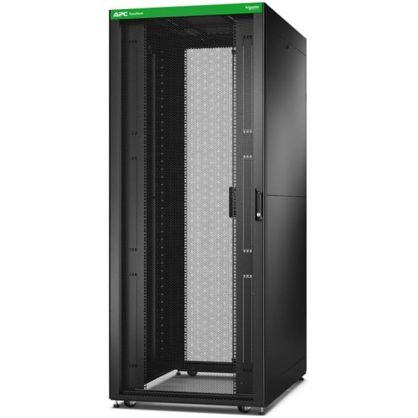 APC Easy Rack, 42U, Black, With Roof, Castors, Feet, 4 Brackets, and Side Panels, No Bottom, 1991H x 800W x 1200D mm