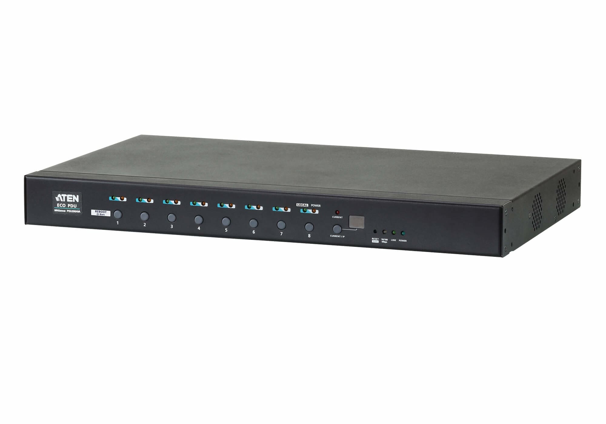 ATEN 1U AV 16A 8 Outlet Switched Bank Metered PDU + Free Eco PDU Manager Software