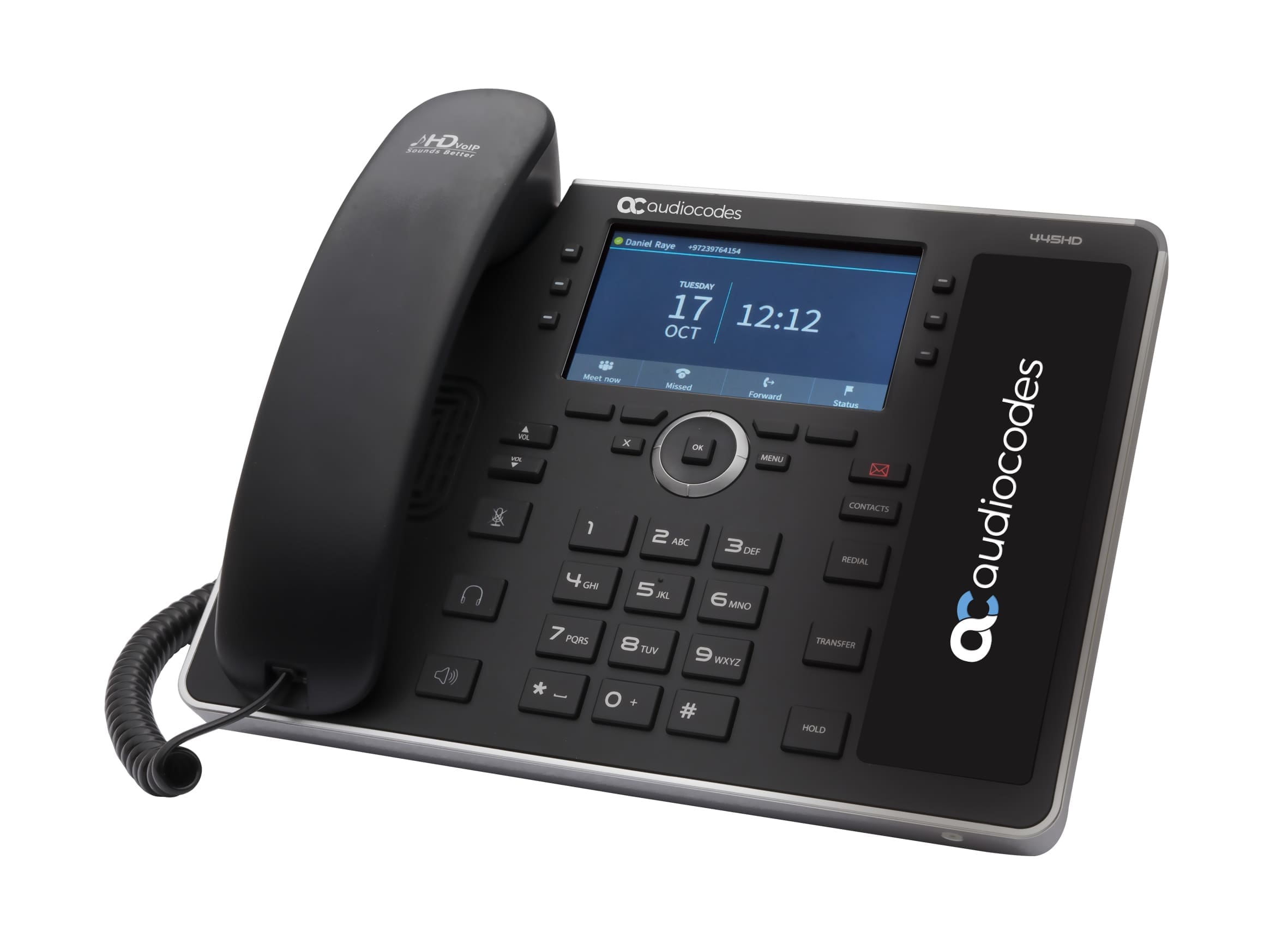 AudioCodes 445HD IP phone Black 8 lines LCD Wi-Fi