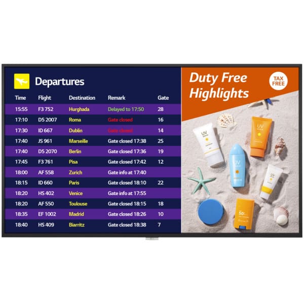 LG 55UH7F Signage Display Digital signage flat panel 139.7 cm (55") IPS Wi-Fi 700 cd/m² 4K Ultra HD Black WebOS 24/7