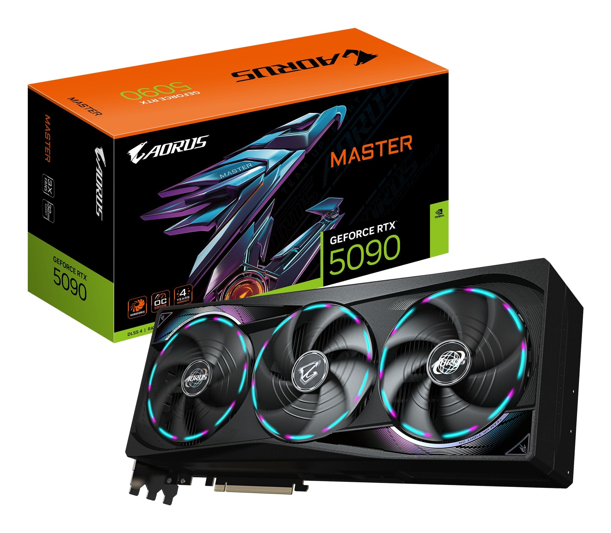 GIGABYTE AORUS GeForce RTX 5090 MASTER 32G Graphics Card – 32GB GDDR7, 512bit, PCI-E 5.0, 2655MHz Core Clock, 3 x DP 2.1a, 1 x HDMI 2.1b, GV-N5090AORUS M-32GD